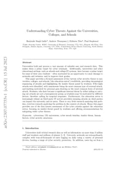 Understanding Cyber Threats Against the Universities, Colleges, and
  Schools