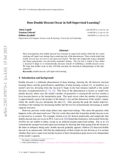 Does Double Descent Occur in Self-Supervised Learning?