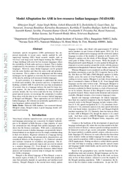 Model Adaptation for ASR in low-resource Indian Languages