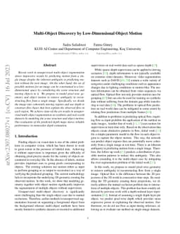 Multi-Object Discovery by Low-Dimensional Object Motion