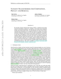 Tangent Transformers for Composition, Privacy and Removal