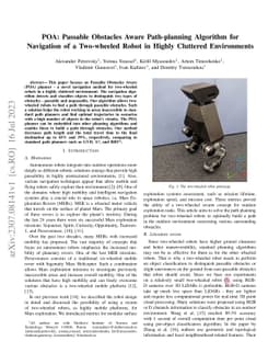 POA: Passable Obstacles Aware Path-planning Algorithm for Navigation of
  a Two-wheeled Robot in Highly Cluttered Environments