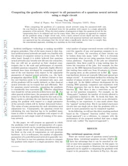 Computing the gradients with respect to all parameters of a quantum neural network using a single circuit