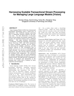 Harnessing Scalable Transactional Stream Processing for Managing Large
  Language Models [Vision]