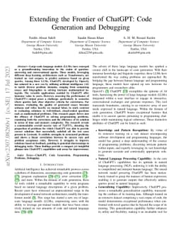 Extending the Frontier of ChatGPT: Code Generation and Debugging