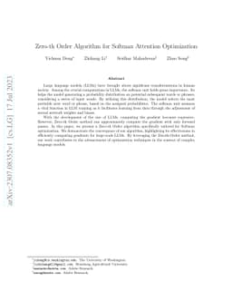 Zero-th Order Algorithm for Softmax Attention Optimization