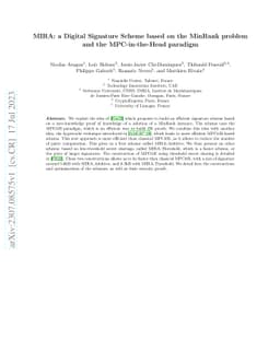 MIRA: a Digital Signature Scheme based on the MinRank problem and the
  MPC-in-the-Head paradigm
