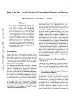 Brain in the Dark: Design Principles for Neuro-mimetic Learning and
  Inference
