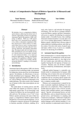 ivrit.ai: A Comprehensive Dataset of Hebrew Speech for AI Research and
  Development