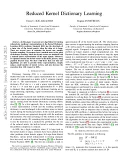 Reduced Kernel Dictionary Learning