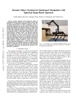 Dynamic Object Tracking for Quadruped Manipulator with Spherical
  Image-Based Approach