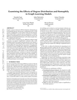 Examining the Effects of Degree Distribution and Homophily in Graph
  Learning Models