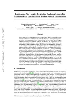Landscape Surrogate: Learning Decision Losses for Mathematical
  Optimization Under Partial Information