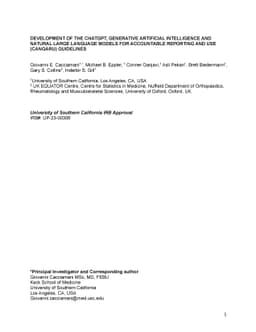 Development of the ChatGPT, Generative Artificial Intelligence and
  Natural Large Language Models for Accountable Reporting and Use (CANGARU)
  Guidelines