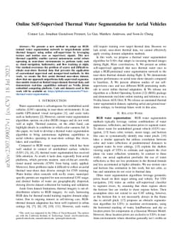 Online Self-Supervised Thermal Water Segmentation for Aerial Vehicles