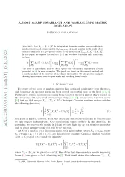 Almost sharp covariance and Wishart-type matrix estimation