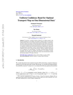 Uniform Confidence Band for Optimal Transport Map on One-Dimensional
  Data