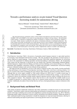 Towards a performance analysis on pre-trained Visual Question Answering
  models for autonomous driving