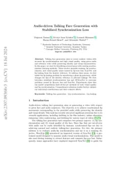 Audio-driven Talking Face Generation with Stabilized Synchronization
  Loss