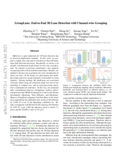GroupLane: End-to-End 3D Lane Detection with Channel-wise Grouping