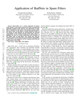 Application of BadNets in Spam Filters