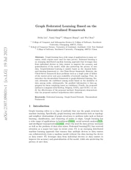 Graph Federated Learning Based on the Decentralized Framework