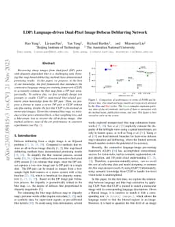 LDP: Language-driven Dual-Pixel Image Defocus Deblurring Network