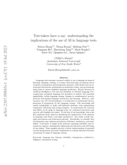 Test-takers have a say: understanding the implications of the use of AI
  in language tests