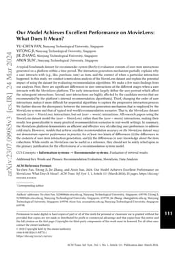 Our Model Achieves Excellent Performance on MovieLens: What Does it
  Mean?