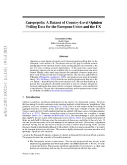 Europepolls: A Dataset of Country-Level Opinion Polling Data for the
  European Union and the UK
