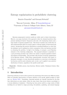 Entropy regularization in probabilistic clustering