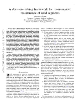 A Decision Making Framework for Recommended Maintenance of Road Segments