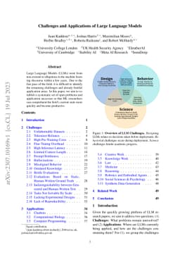 Challenges and Applications of Large Language Models