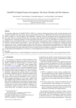ChatGPT for Digital Forensic Investigation: The Good, The Bad, and The
  Unknown