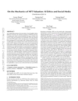 On the Mechanics of NFT Valuation: AI Ethics and Social Media
