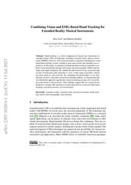 Combining Vision and EMG-Based Hand Tracking for Extended Reality
  Musical Instruments