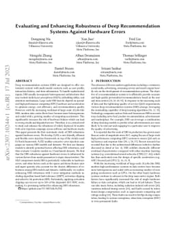 Evaluating and Enhancing Robustness of Deep Recommendation Systems
  Against Hardware Errors