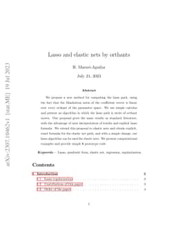 Lasso and elastic nets by orthants