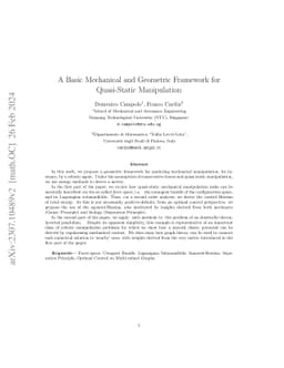 A Basic Mechanical and Geometric Framework for Quasi-Static Manipulation