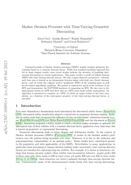 Markov Decision Processes with Time-Varying Geometric Discounting
