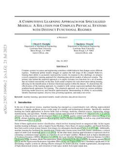 A Competitive Learning Approach for Specialized Models: A Solution for
  Complex Physical Systems with Distinct Functional Regimes