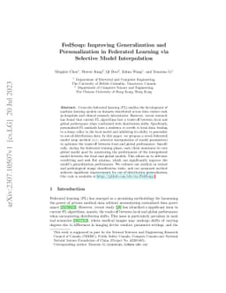 FedSoup: Improving Generalization and Personalization in Federated
  Learning via Selective Model Interpolation