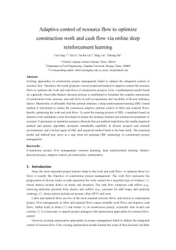 Adaptive Control of Resource Flow to Optimize Construction Work and Cash
  Flow via Online Deep Reinforcement Learning