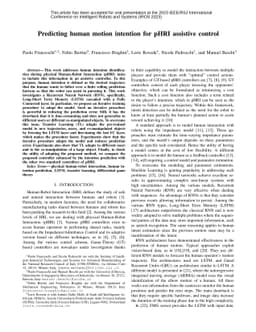 Predicting human motion intention for pHRI assistive control