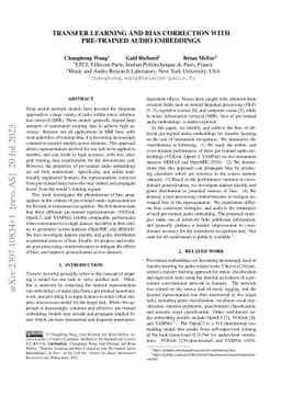 Transfer Learning and Bias Correction with Pre-trained Audio Embeddings
