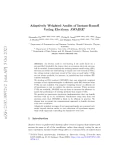 Adaptively Weighted Audits of Instant-Runoff Voting Elections: AWAIRE