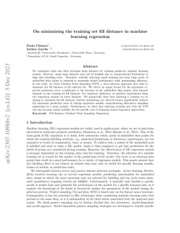 On minimizing the training set fill distance in machine learning
  regression