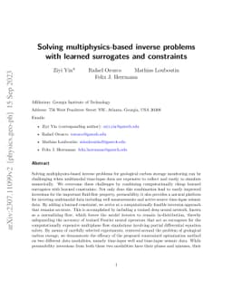 Solving multiphysics-based inverse problems with learned surrogates and
  constraints