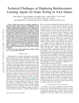 Technical Challenges of Deploying Reinforcement Learning Agents for Game
  Testing in AAA Games
