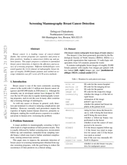 Screening Mammography Breast Cancer Detection